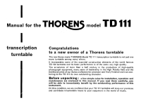 Thorens TD-111-Owners-Manual 